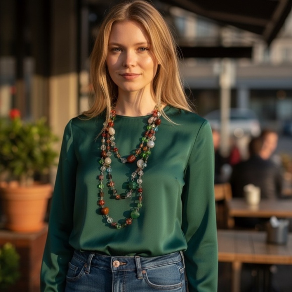 ❤️ Premier Designs Multicolor Layered Beaded Statement Necklace